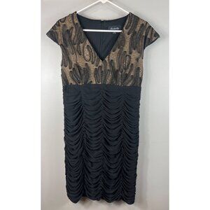 Scarlett Nite Dress Formal Black Sequin V-Neck Ruched Skirt Size 12